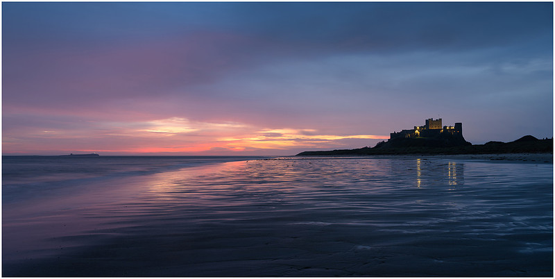 Before light at Bamburgh Castle, Northumberland.