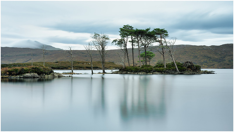 Loch Assynt islands and Canisp shrouded in cloud
