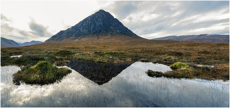Reflections of Buachaille Etive Mòr, Highlands, Scotland.