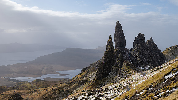Not my highest point of the day, but the furthermost North I could get as the northerly winds were whipping around the buttresses of the Storr's mass, making it far too dangerous to continue up.