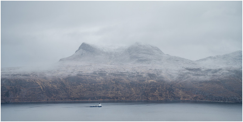 Snow capped Beinn Ghobhlach, Scottish highlands, Scotland.