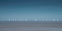 Sea of wind turbines at Spurn point, Yorkshire.
