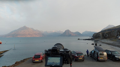 Camera taking photo of Elgol, Isle of Skye