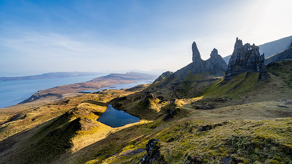 The majestic stacks and pinnacles of the Old Man of Storr overlook the lochs and bays around Isle of Skye.