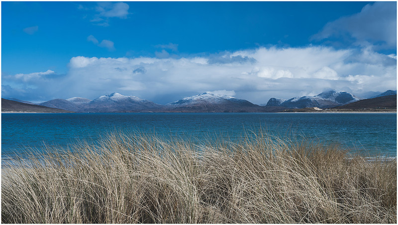View from the dunes of Horgabost, Isle of Harris, Outer Hebrides, Scotlan.