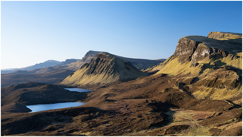 Weathered Cleat stands proud over Loch Cleat at Quiraing, Trotternich, Isle of Skye.