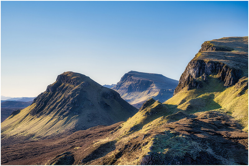 Cleat, Bioda Buidhe and Beinn Edra in the soft light of morning at Quiraing, Trotternish, Isle of Skye.