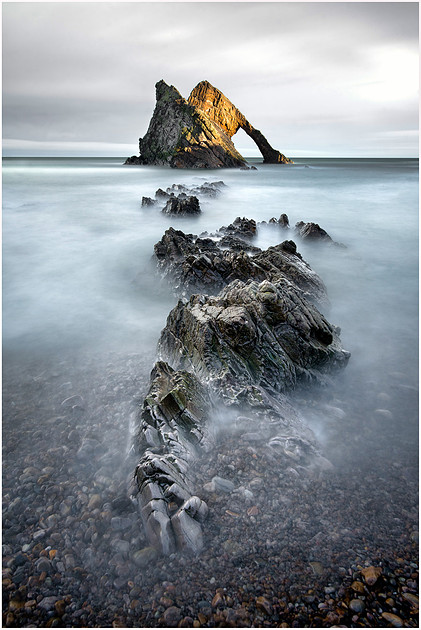 Sea monster at Bow Fiddle Rock, Portknockie, Scotland.